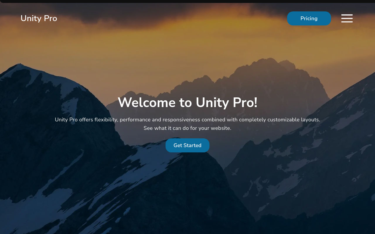 Unity Pro Theme demo site homepage